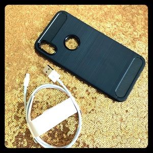 iphone x max Black Case W/ Charging Cord